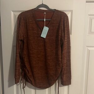 Women's Brown V-Neck Top